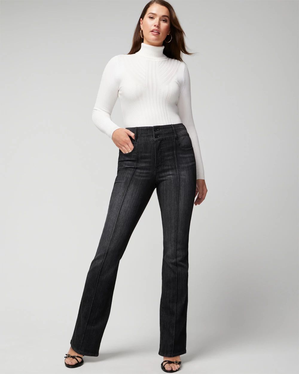 Extra High Rise Pintuck Skinny Flare Jeans White House Black Market